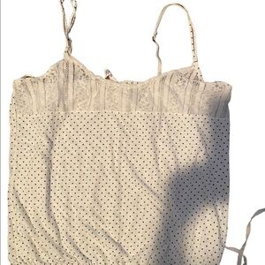 Aeropostal Women White with polka dots in blue with adjustable Straps Size L